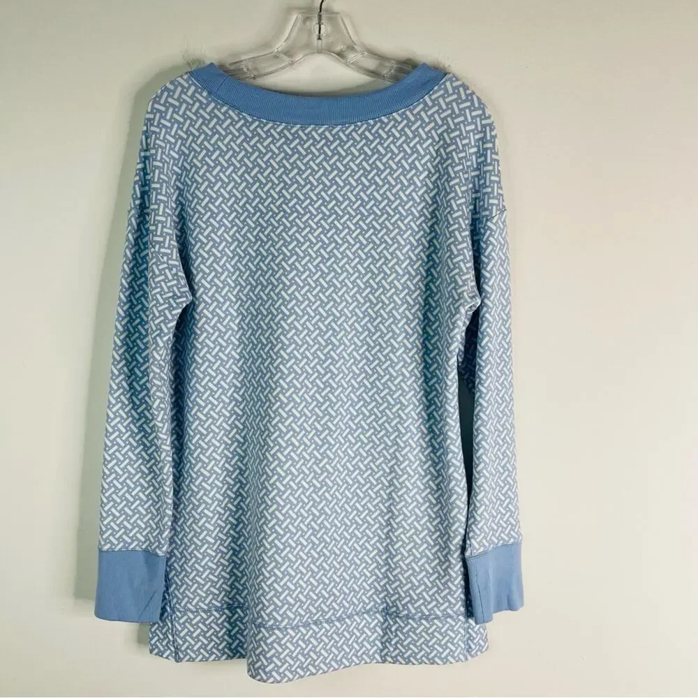 Talbots blue white loungewear activewear lightweight sweatshirt medium - Picture 6 of 7